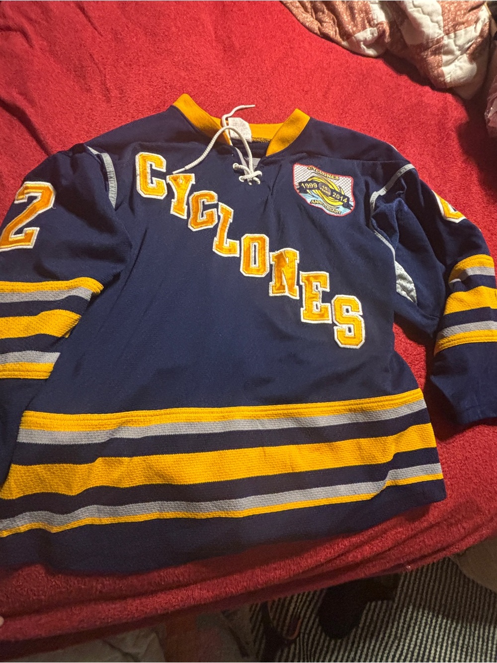 Cyclones #42 Zombo 75Th Anniversary NIHL Chicago Wolves Hockey-Style Kids XL